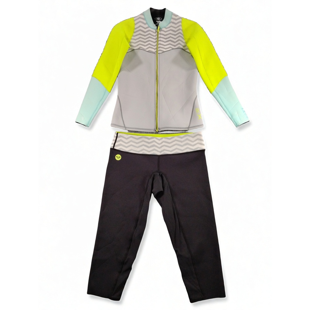Roxy Wetsuit Set Size 10 2mm Neoprene Gorpcore Athleisure Jacket Pants Surf
